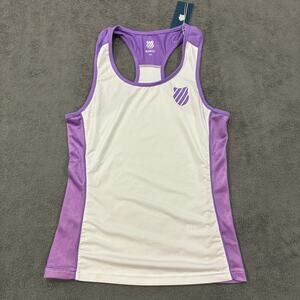 K-Swiss White Purple Racerback Tank Top Athletic Tennis Workout Top Women's XS